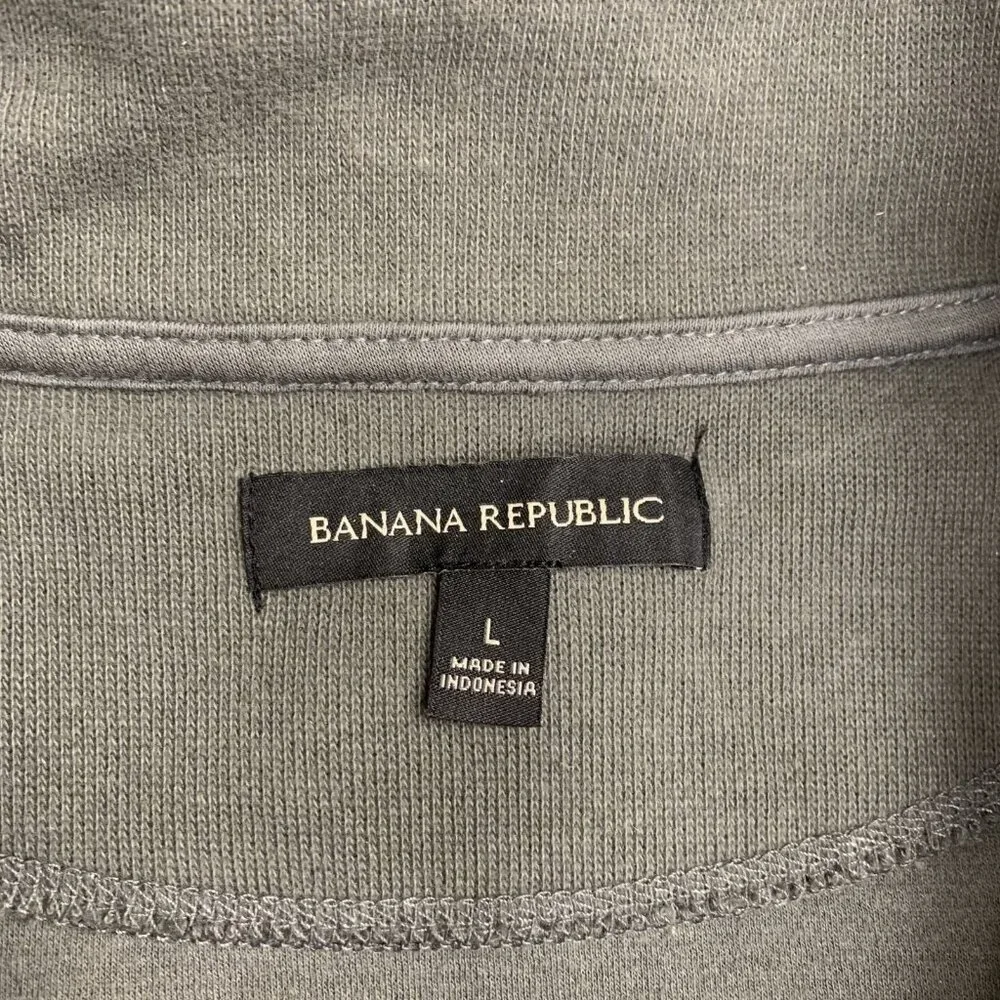 Banana Republic Men's L Olive Green Half-Zip Pullover Sweatshirt Cotton G1938